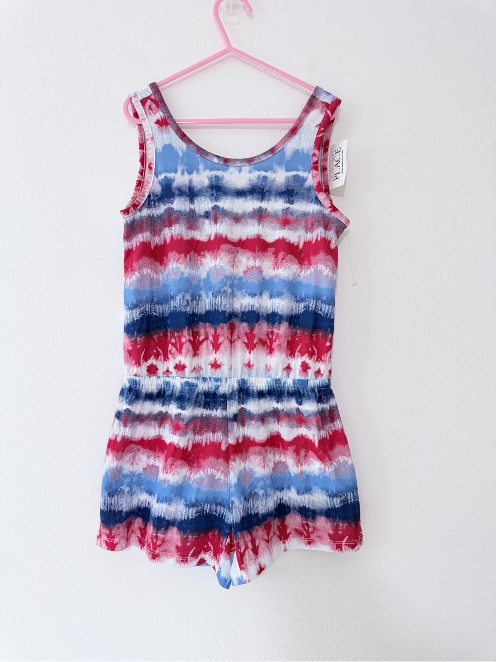 NWT The Children’s Place Girls 7/8 Tie Dye Romper Red White Blue Patriotic